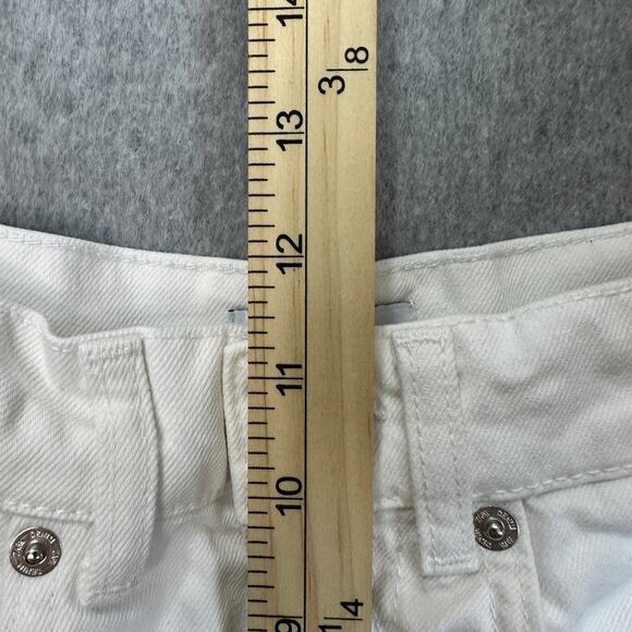 Zara Jeans WMNS 2 White Denim Straight Leg High Rise Patchwork Work Pants Casual - Picture 5 of 7